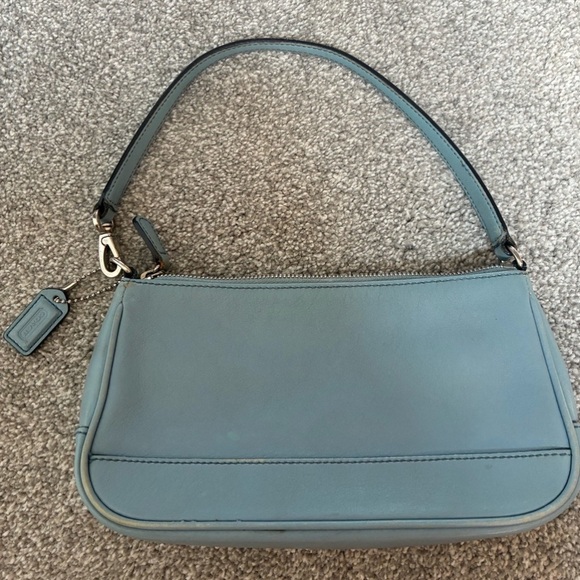 Vintage Coach Demi Hampton Blue Leather Shoulder Bag - Picture 2 of 3